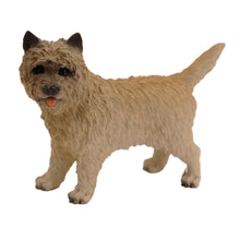 Wooden Pet Urn with Standing Tan Cairn Terrier Figurine & 4x6 Inches Photo Holder