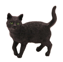 Wooden Pet Urn with Standing Black Shorthair Cat Figurine & 4x6 Inches Photo Holder