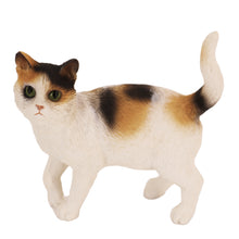 Wooden Pet Urn with Standing Tri-Color Cat Figurine & 4x6 Inches Photo Holder