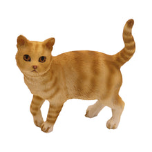 Wooden Pet Urn with Standing Tabby Red Shorthair Cat Figurine & 4x6 Inches Photo Holder