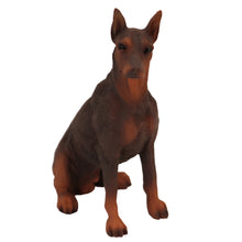 Wooden Pet Urn with Sitting Red Doberman Figurine & 4x6 Inches Photo Holder