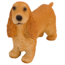 Wooden Pet Urn with Standing Blond English Cocker Spaniel Figurine & 4x6 Inches Photo Holder