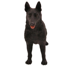 Wooden Pet Urn with Standing Black German Shepherd Figurine & 4x6 Inches Photo Holder