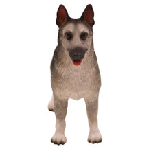 Wooden Pet Urn with Standing Black and Silver German Shepherd Figurine & 4x6 Inches Photo Holder