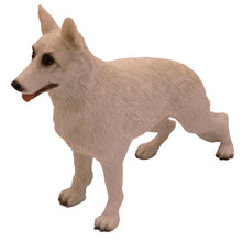Wooden Pet Urn with Standing White German Shepherd Figurine & 4x6 Inches Photo Holder