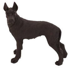 Wooden Pet Urn with Standing Black Great Dane Ears-Up Figurine & 4x6 Inches Photo Holder