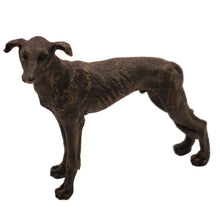 Wooden Pet Urn with Standing Greyhound Brindle Figurine & 4x6 Inches Photo Holder