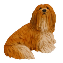 Wooden Pet Urn with Sitting Lhasa Apso Figurine & 4x6 Inches Photo Holder