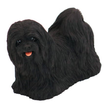 Wooden Pet Urn with Standing Black Lhasa Apso Figurine & 3.5x5 Inches Photo Holder