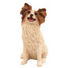 Wooden Pet Urn with Sitting Papillon Figurine & 4x6 Inches Photo Holder