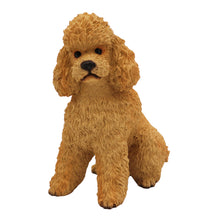 Wooden Pet Urn with Sitting Sport Cut Apricot Poodle Figurine & 4x6 Inches Photo Holder