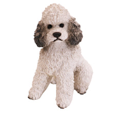Wooden Pet Urn with Sitting Sport Cut Grey Poodle Figurine & 4x6 Inches Photo Holder