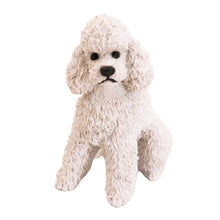 Wooden Pet Urn with Sitting Sport Cut White Poodle Figurine & 4x6 Inches Photo Holder