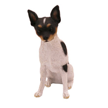 Wooden Pet Urn with Sitting Rat Terrier Figurine & 4x6 Inches Photo Holder
