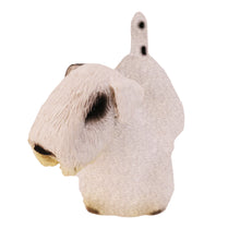 Wooden Pet Urn with Standing Sealyham Terrier Figurine & 4x6 Inches Photo Holder