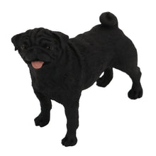 Wooden Pet Urn with Standing Black Pug Figurine & 4x6 Inches Photo Holder