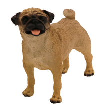 Wooden Pet Urn with Standing Brown Pug Figurine & 4x6 Inches Photo Holder