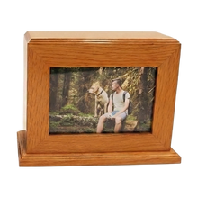 Horizontal Framed Photo Pet Cremation Urn with Personalized Plate