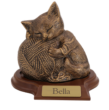 Precious Kitty Pet Cremation Urn Gold With Plate With Base