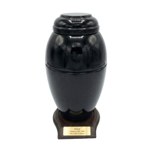Black Resin Vase Pet Cremation Urn With Base With Plate