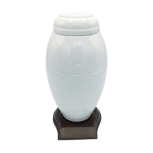White Resin Vase Pet Cremation Urn With Base No Plate