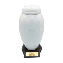 White Resin Vase Pet Cremation Urn With Base With Plate