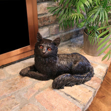 Bronze Long Hair Domestic Cat Lying ShadowCast Figurine Pet Urn