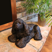 Bronze Long Hair Cocker Spaniel Lying ShadowCast Figurine Extra Large Pet Urn