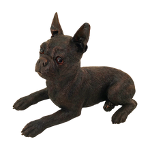 Bronze Boston Terrier Lying ShadowCast Figurine Extra Large Pet Urn