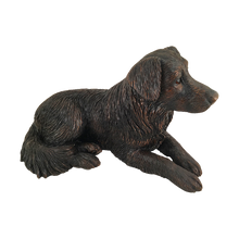 Bronze Long Hair Border Collie Lying ShadowCast Figurine Extra Large Pet Urn
