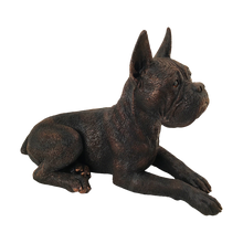 Bronze Boxer Lying with Ears Up ShadowCast Figurine Large Pet Urn