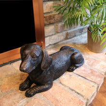 Bronze Dachshund Lying ShadowCast Figurine Large Pet Urn