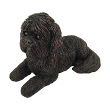 Bronze Long Hair Shih Tzu Lying ShadowCast Figurine Large Pet Urn