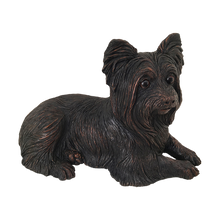 Bronze Long Hair Yorkshire Terrier Lying ShadowCast Figurine Medium Pet Urn