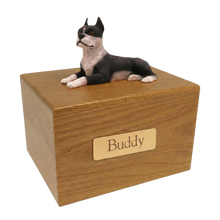 Simply Series Boston Terrier, Lying Down Figurine Pet Cremation Urn Oak 