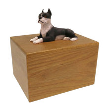 Simply Series Boston Terrier, Lying Down Figurine Pet Cremation Urn Oak No Plate