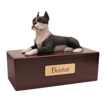 Simply Series Boston Terrier, Lying Down Figurine Pet Cremation Urn Walnut