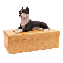 Simply Series Boston Terrier, Lying Down Figurine Pet Cremation Urn Oak No Plate
