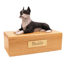 Simply Series Boston Terrier, Lying Down Figurine Pet Cremation Urn Oak 