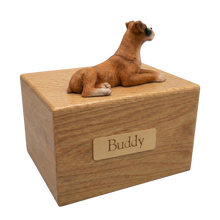 Simply Series Boxer, Ears Down Figurine Pet Cremation Urn Oak 