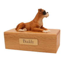 Simply Series Boxer, Ears Down Figurine Pet Cremation Urn Oak
