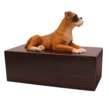 Simply Series Boxer, Ears Down Figurine Pet Cremation Urn Walnut No Plate