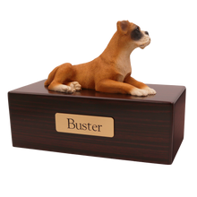 Simply Series Boxer, Ears Down Figurine Pet Cremation Urn Walnut
