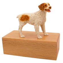 Simply Series Brown Brittany, Standing Figurine Pet Cremation Urn - Oak