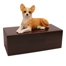 Simply Series Chihuahua, Lying Down Figurine Pet Cremation Urn - Walnut No Plate