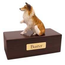 Simply Series Collie, Paw Up Figurine Pet Cremation Urn - Walnut