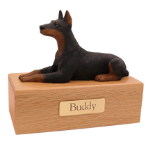 Simply Series Black Doberman, Lying Down Figurine Pet Cremation Urn