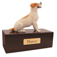 Simply Series White & Tan Jack Russell Terrier, Sitting Figurine Pet Cremation Urn