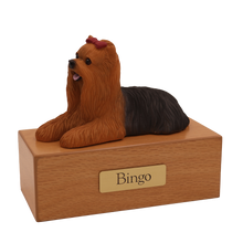 Simply Series Yorkshire Terrier, Lying Down Figurine Pet Cremation Urn - Oak
