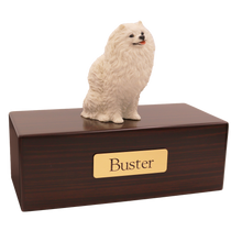 Simply Series White Pomeranian, Sitting Figurine Pet Cremation Urn